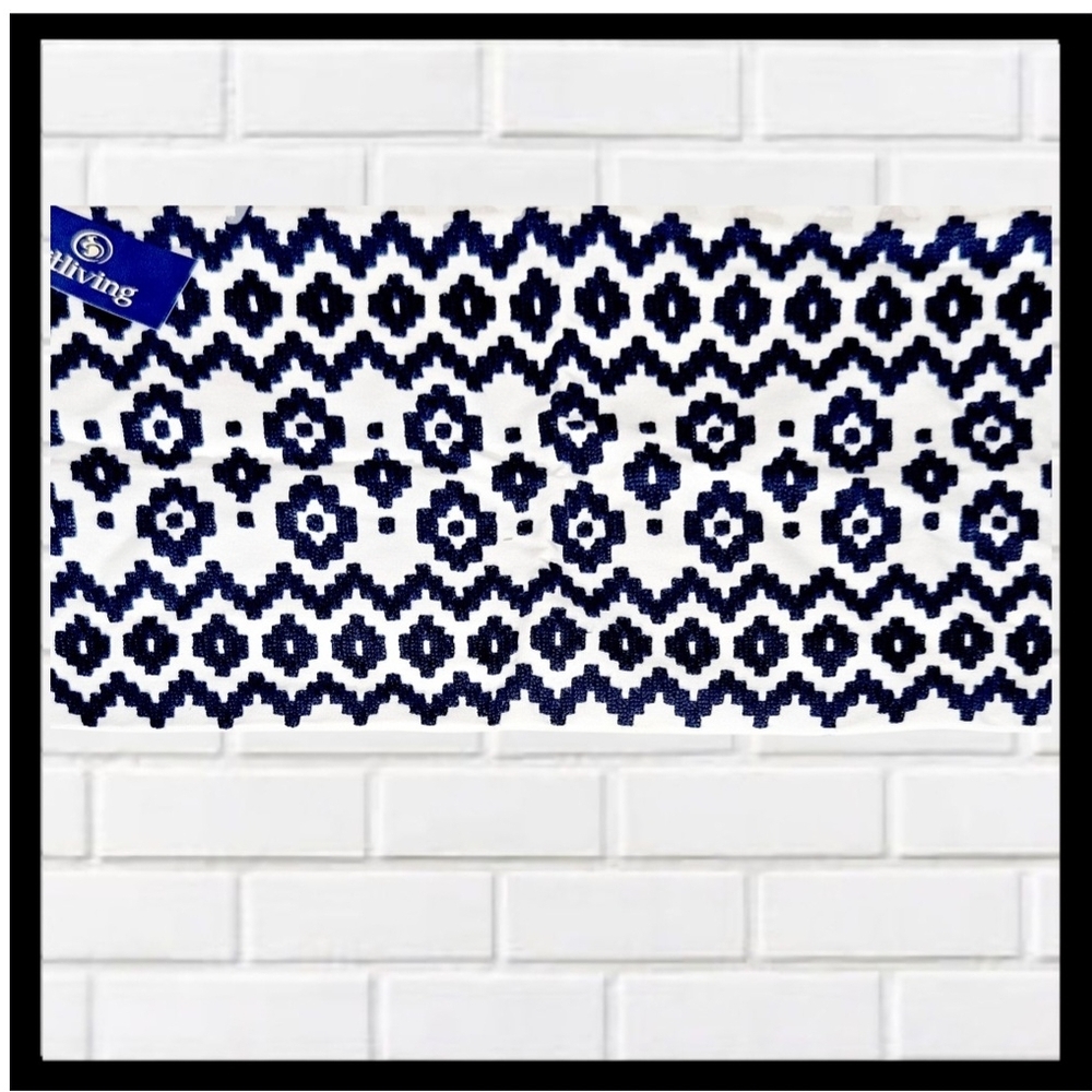 AITLIVING White and Slate Blue Geometric Pillow Cover 12"x20"